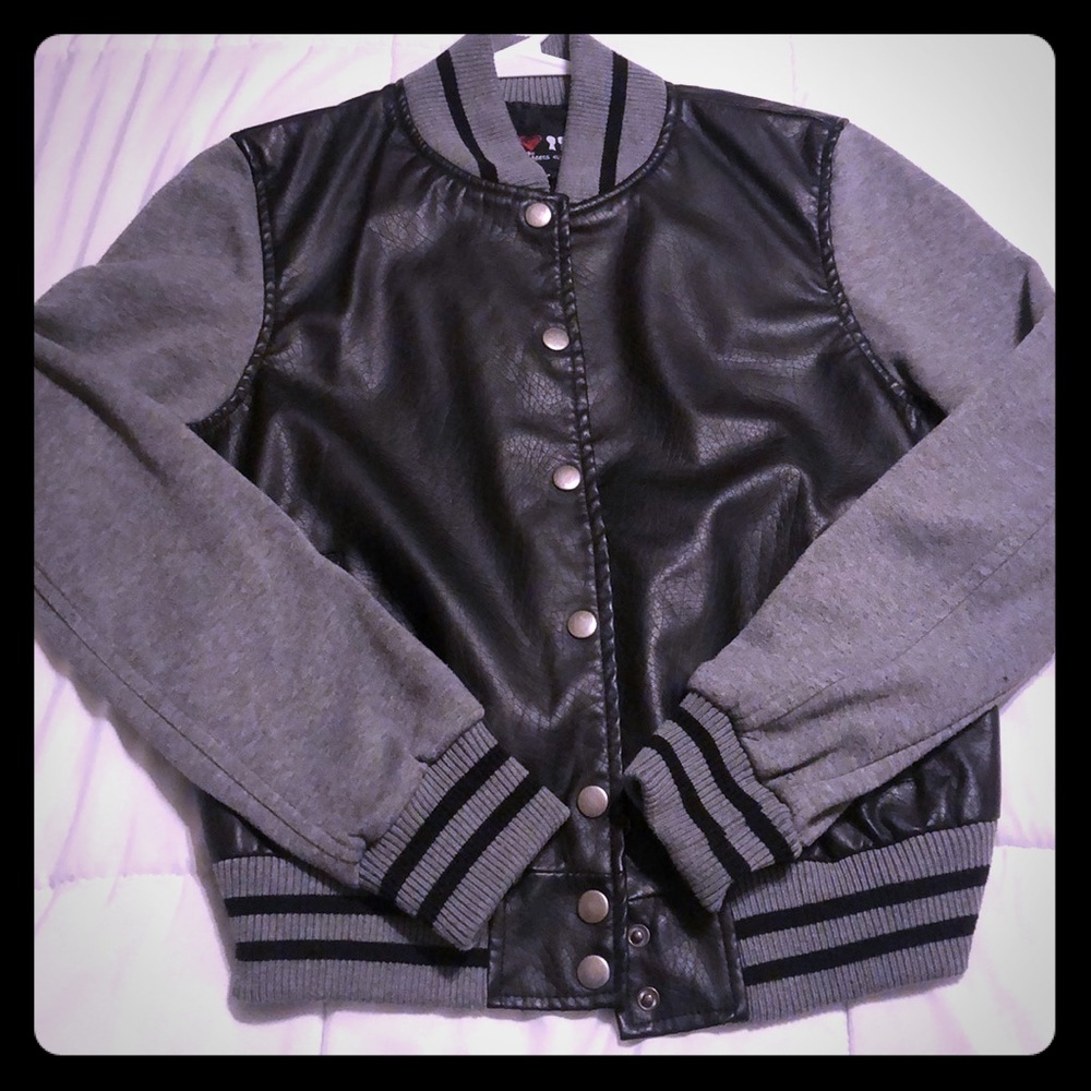 Leather varsity jacket